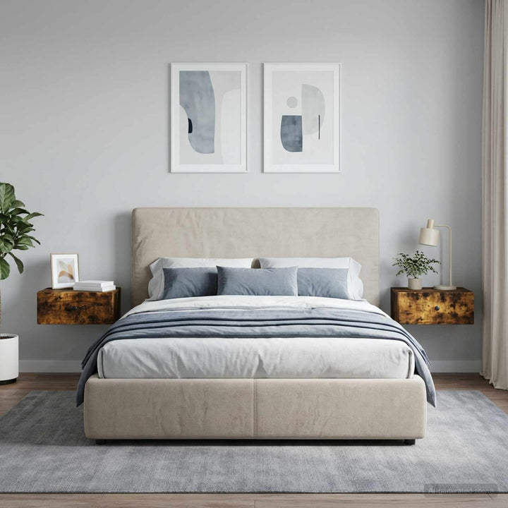 Væghængt Natbord med skuffe 2 pcs Røget eg 49 x 34,5 x 20 cm