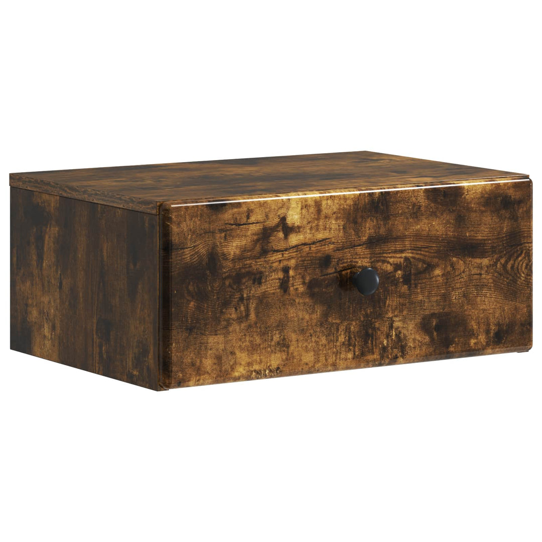 Væghængt Natbord med skuffe 2 pcs Røget eg 49 x 34,5 x 20 cm