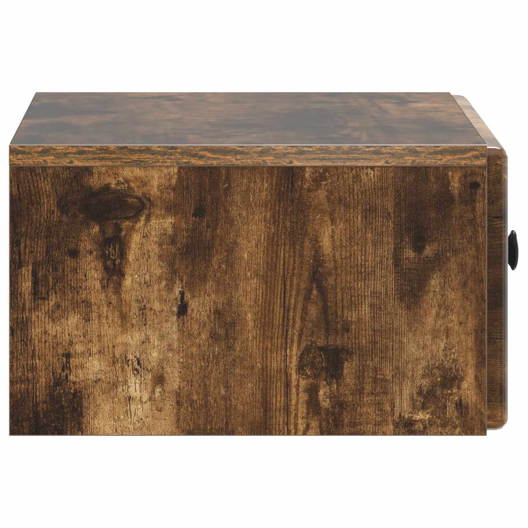 Væghængt Natbord med skuffe 2 pcs Røget eg 49 x 34,5 x 20 cm