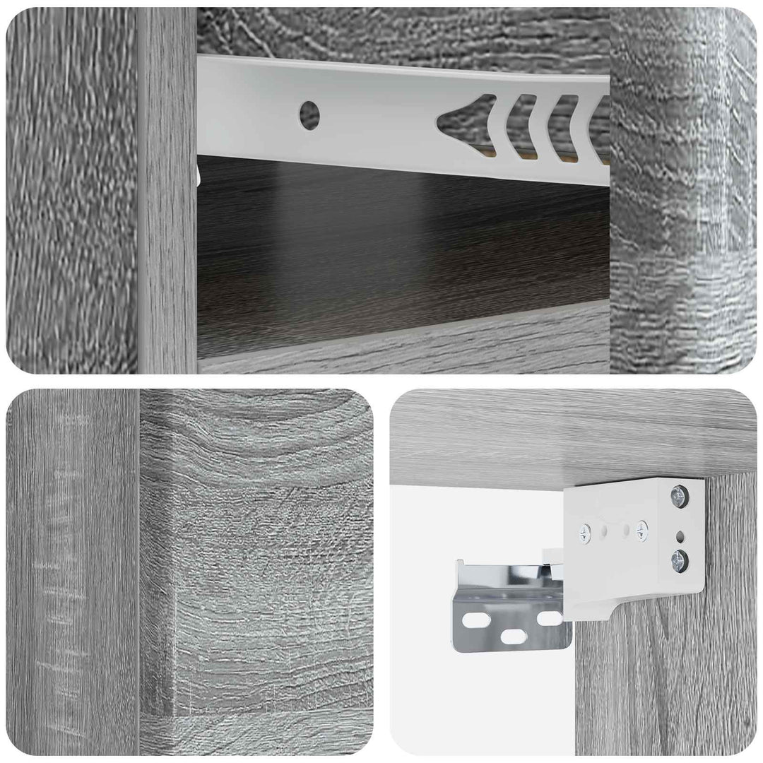 Væghængt Natbord 2 pcs Grå sonoma-eg 49 x 34,5 x 20 cm