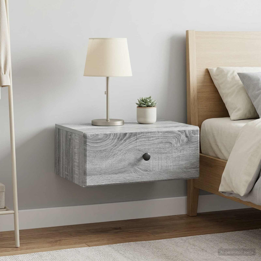 Væghængt Natbord 2 pcs Grå sonoma-eg 49 x 34,5 x 20 cm