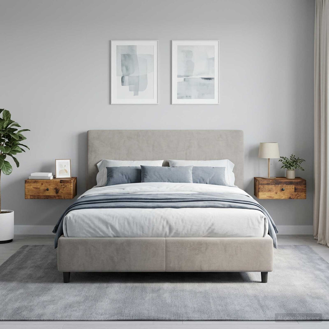 Væghængt Natbord med skuffe 2 pcs Gammelt træ 49 x 34,5 x 20 cm