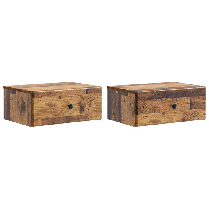 Væghængt Natbord med skuffe 2 pcs Gammelt træ 49 x 34,5 x 20 cm
