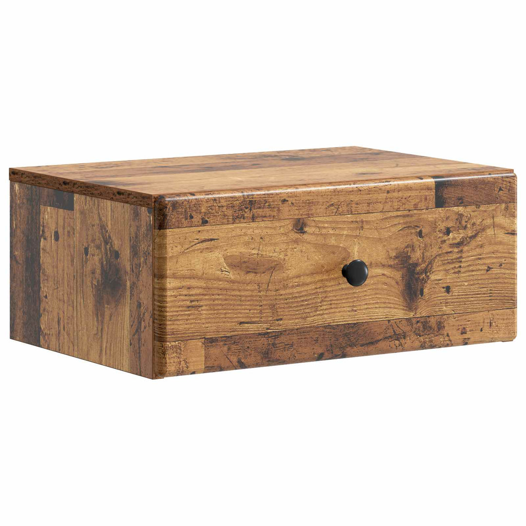 Væghængt Natbord med skuffe 2 pcs Gammelt træ 49 x 34,5 x 20 cm