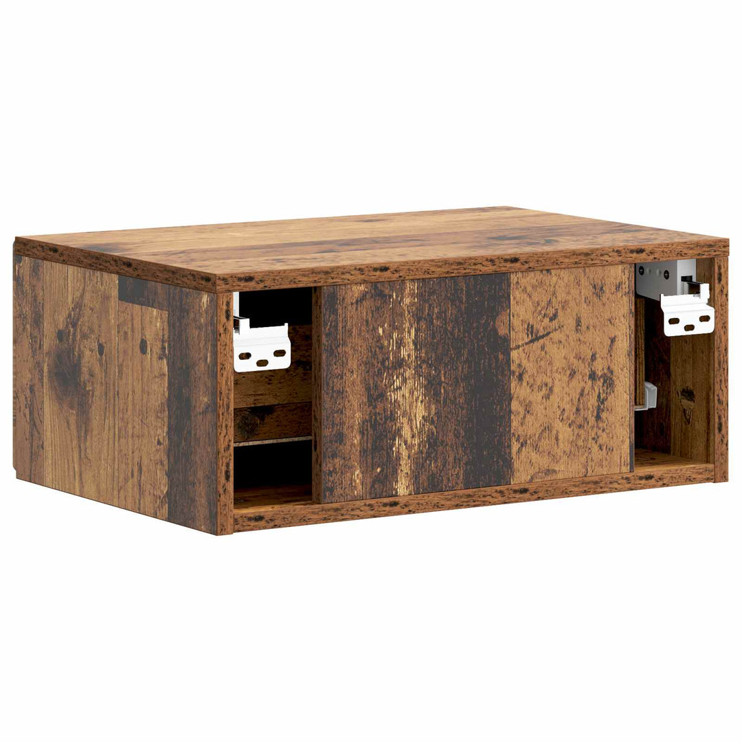 Væghængt Natbord med skuffe 2 pcs Gammelt træ 49 x 34,5 x 20 cm