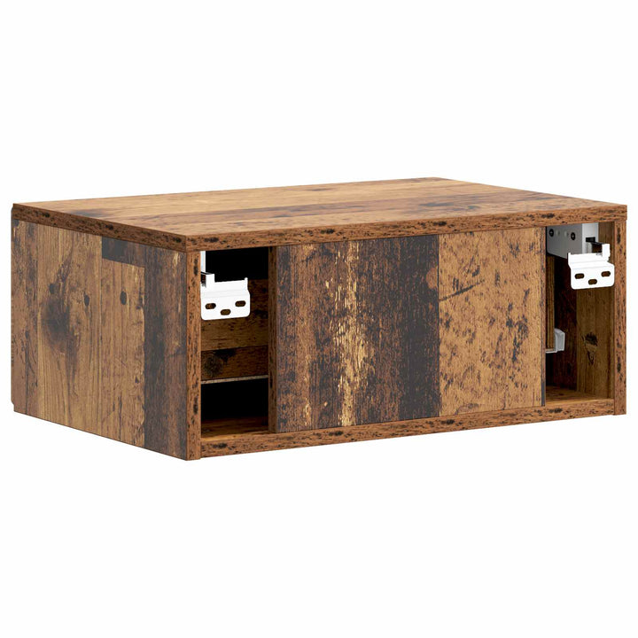 Væghængt Natbord med skuffe 2 pcs Gammelt træ 49 x 34,5 x 20 cm