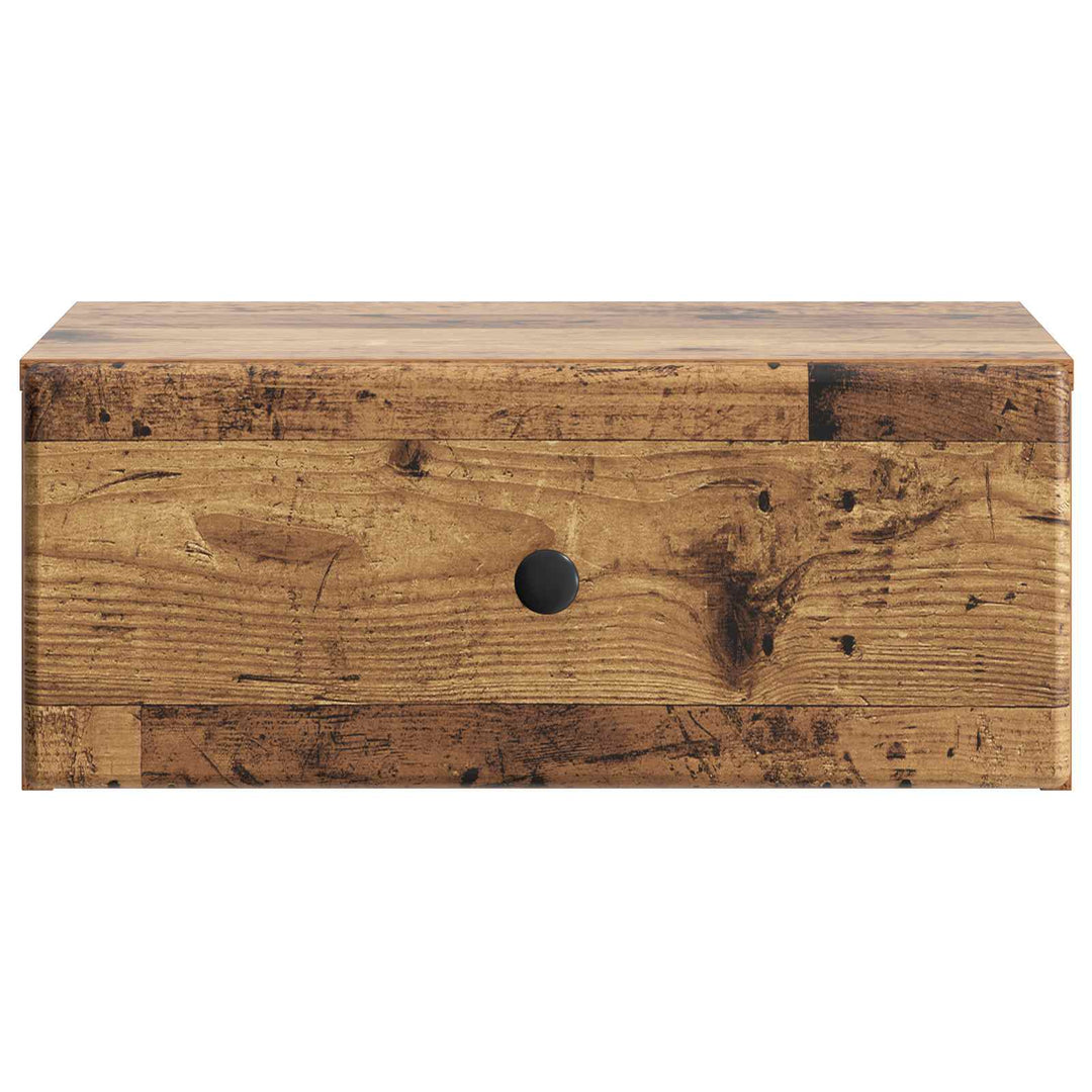 Væghængt Natbord med skuffe 2 pcs Gammelt træ 49 x 34,5 x 20 cm