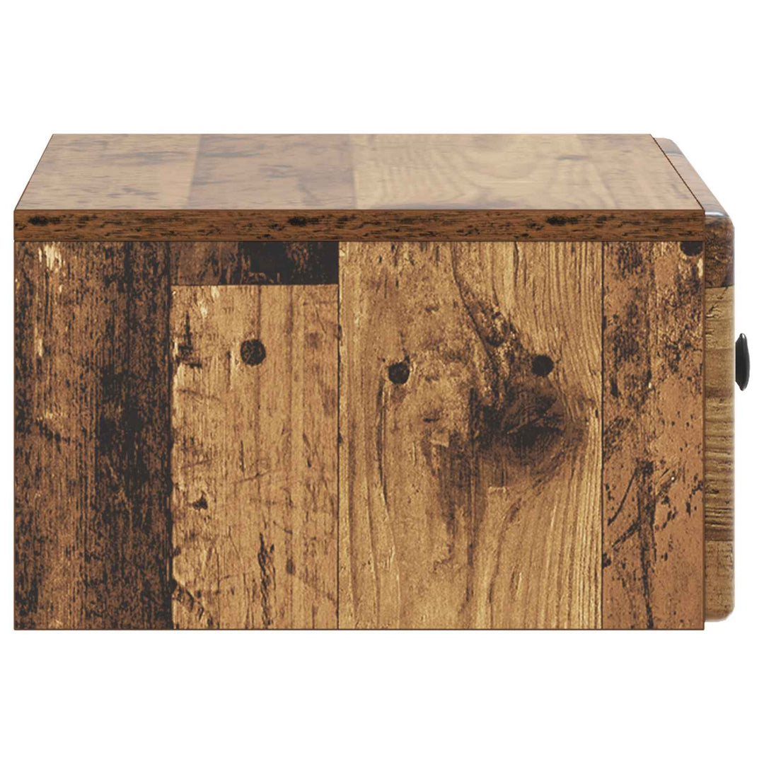 Væghængt Natbord med skuffe 2 pcs Gammelt træ 49 x 34,5 x 20 cm