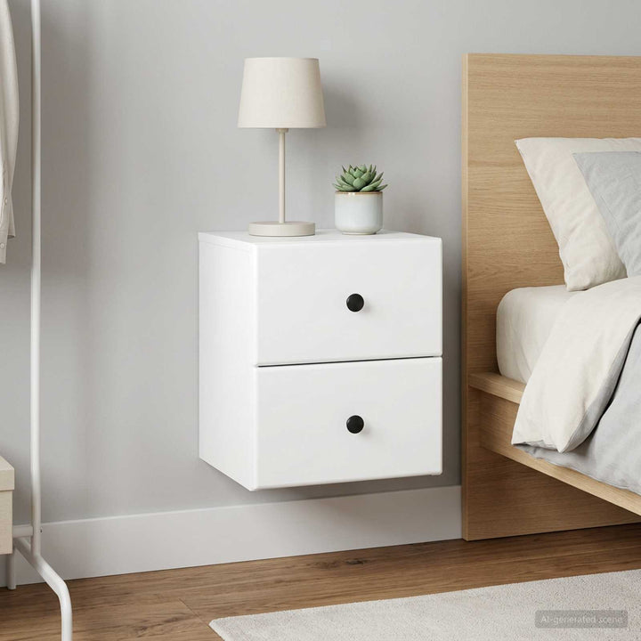 Væghængt Natbord 2 pcs Hvid 34,5 x 33 x 40 cm Konstrueret træ