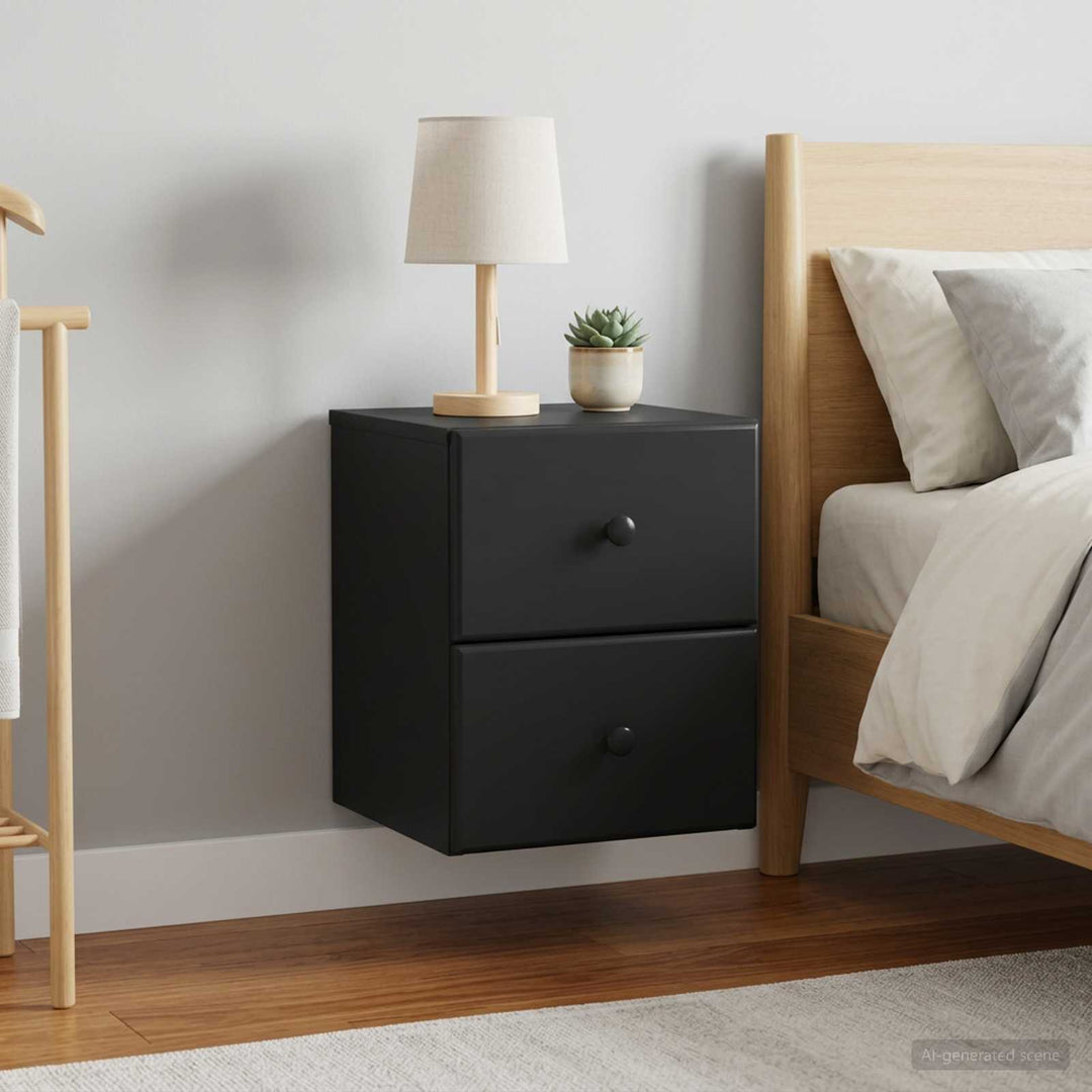 Væghængt Natbord 2 pcs Sort 34,5 x 33 x 40 cm Konstrueret træ
