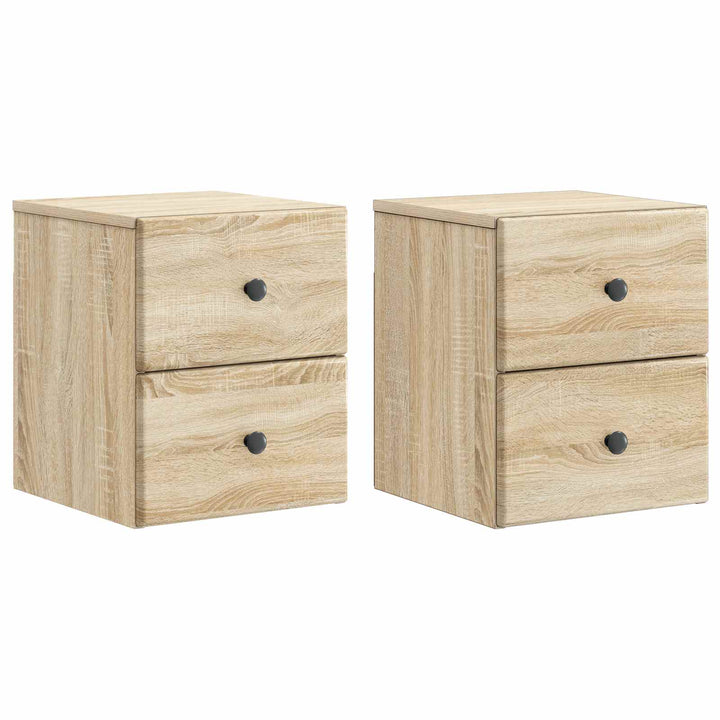 Væghængt Natbord med skuffe 2 pcs Sonoma-eg 34,5 x 33 x 40 cm