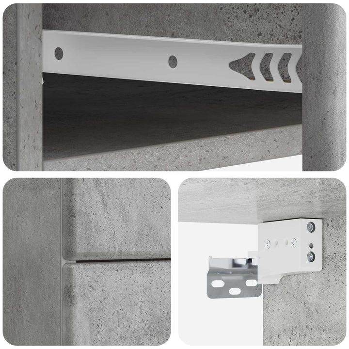 Væghængt Natbord Betongrå 34,5 x 33 x 40 cm Konstrueret træ