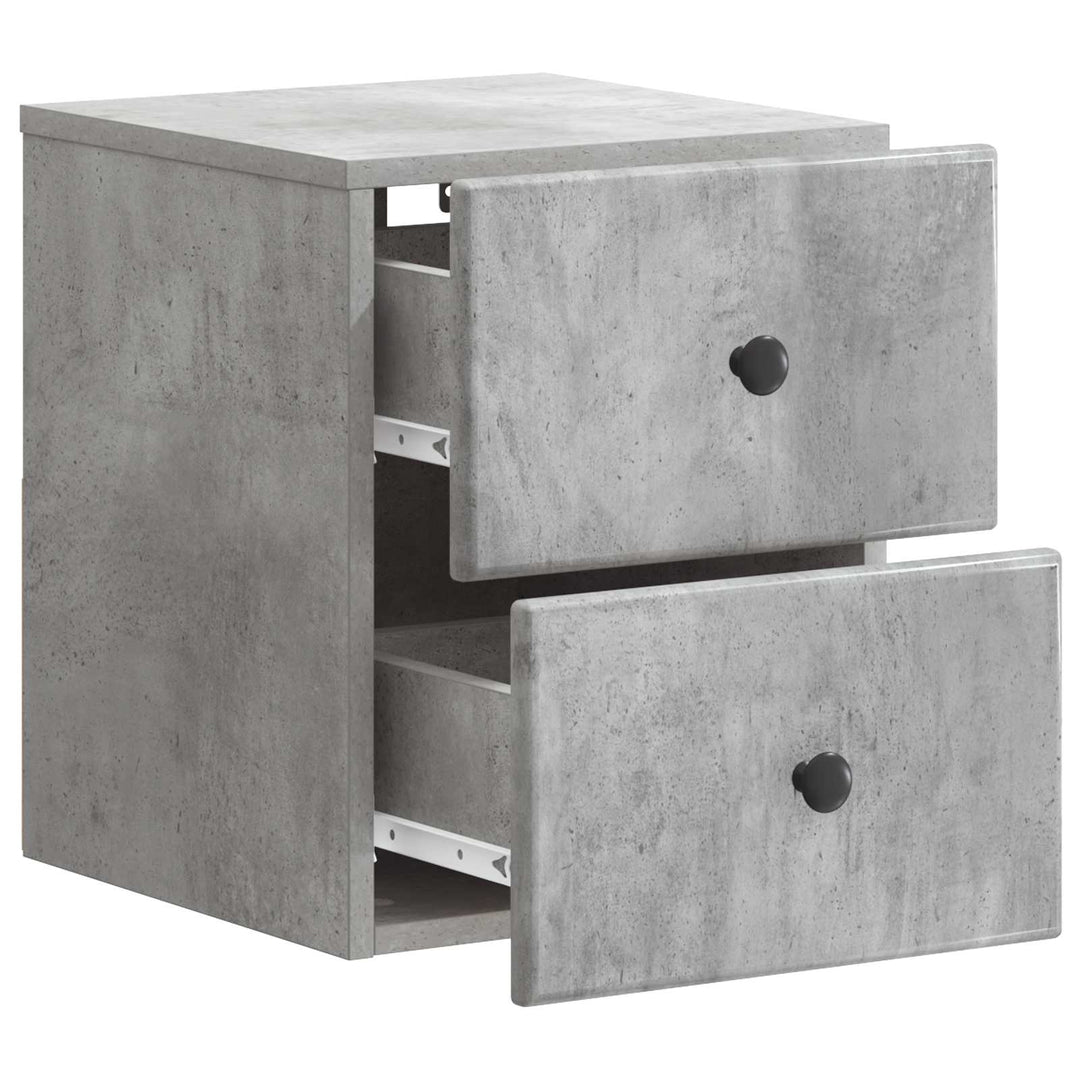 Væghængt Natbord med skuffe 2 pcs Betongrå 34,5 x 33 x 40 cm
