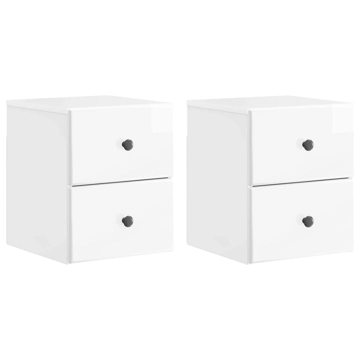 Væghængt Natbord 2 pcs Hvid højglans 34,5 x 33 x 40 cm