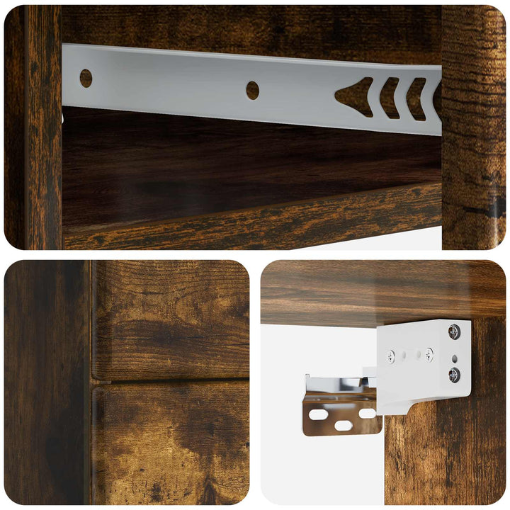 Væghængt Natbord med skuffe 2 pcs Røget eg 34,5 x 33 x 40 cm