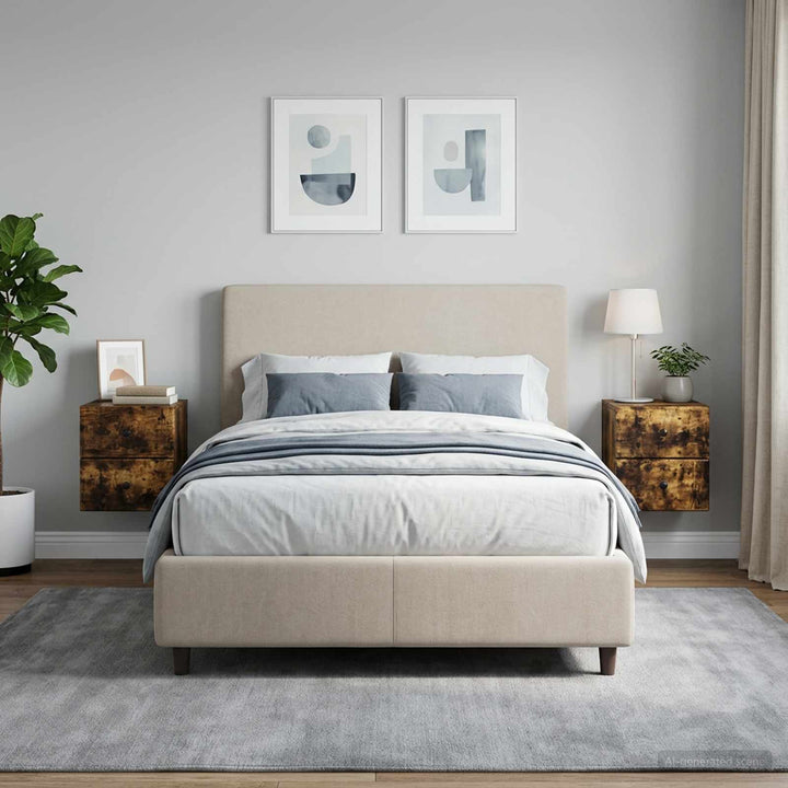 Væghængt Natbord med skuffe 2 pcs Røget eg 34,5 x 33 x 40 cm