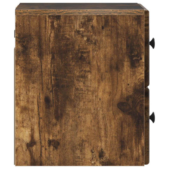Væghængt Natbord med skuffe 2 pcs Røget eg 34,5 x 33 x 40 cm