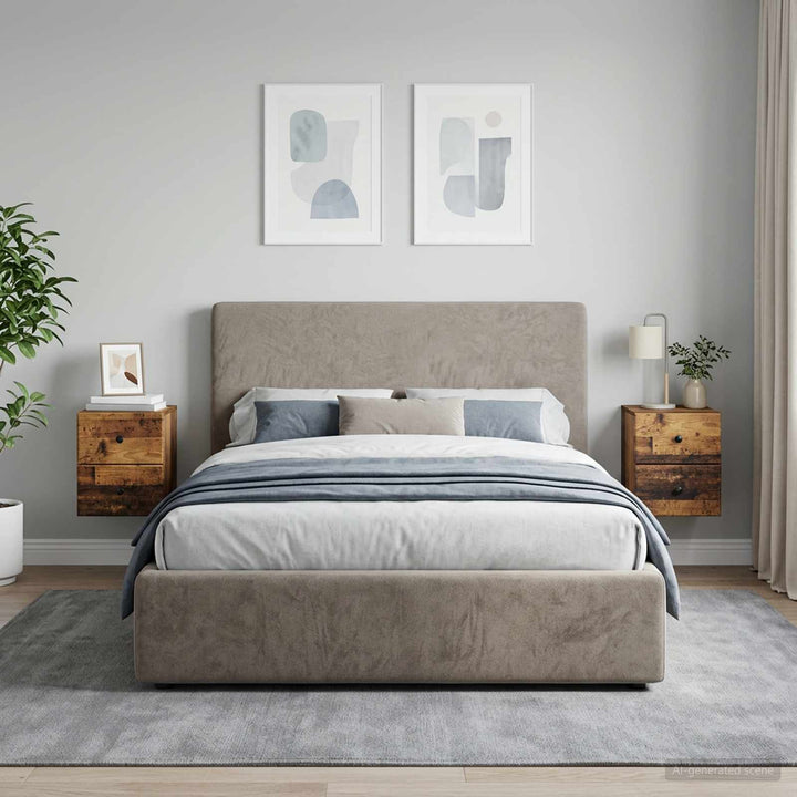 Væghængt Natbord med skuffe 2 pcs Gammelt træ 34,5 x 33 x 40 cm
