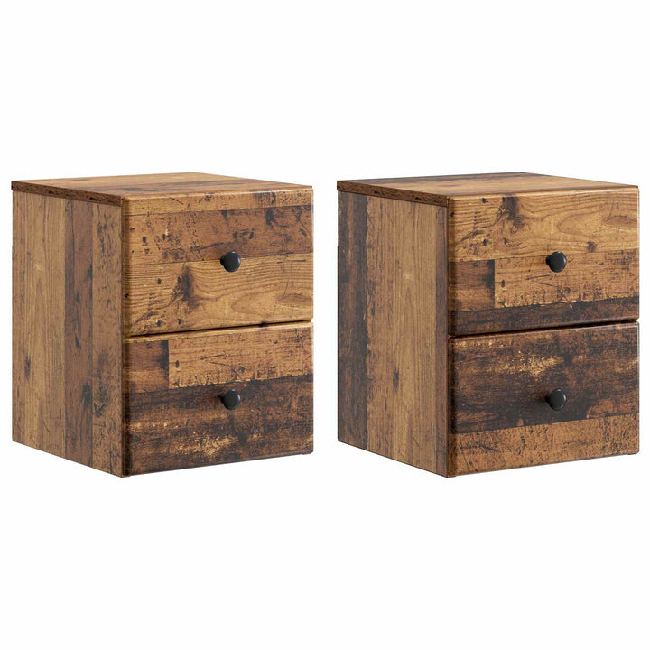 Væghængt Natbord med skuffe 2 pcs Gammelt træ 34,5 x 33 x 40 cm