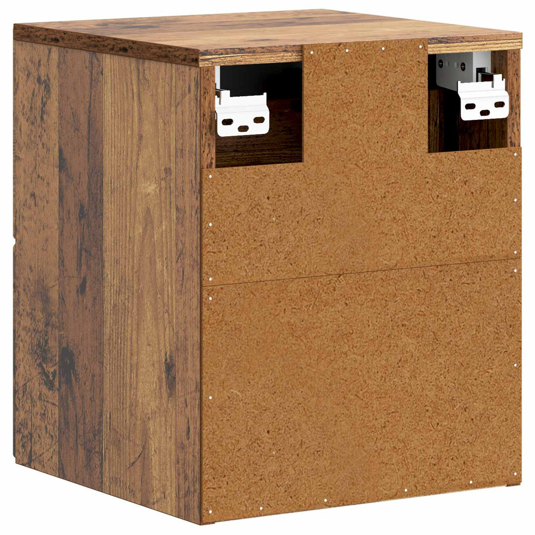 Væghængt Natbord med skuffe 2 pcs Gammelt træ 34,5 x 33 x 40 cm