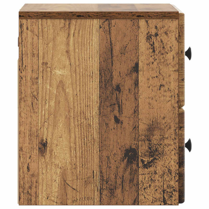 Væghængt Natbord med skuffe 2 pcs Gammelt træ 34,5 x 33 x 40 cm