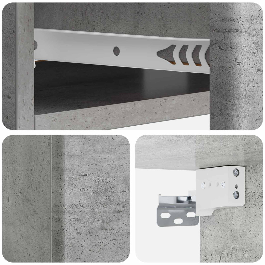 Væghængt Sideskab Betongrå 59 x 34,5 x 17 cm Konstrueret træ