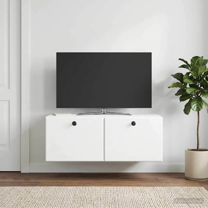 Væghængt TV-skab 78,5 x 41 x 30 cm Hvid Konstrueret træ