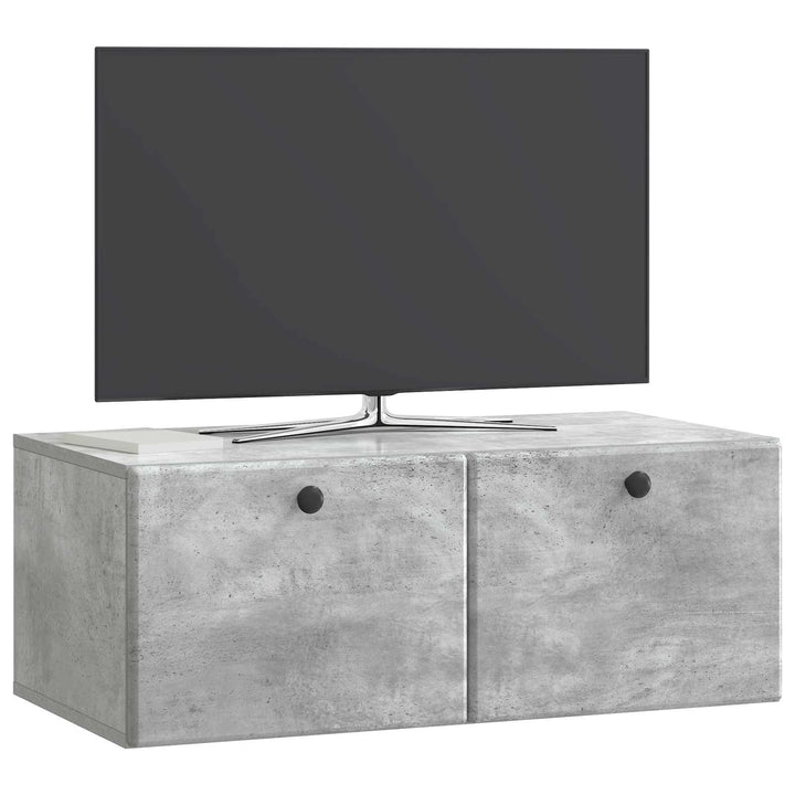 Væghængt TV-skab 78,5 x 41 x 30 cm Betongrå Konstrueret træ