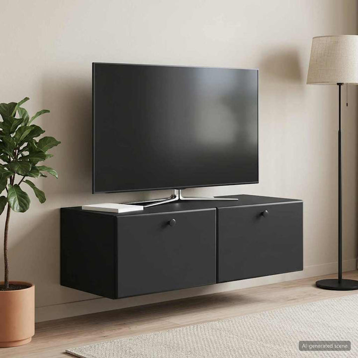 Væghængt TV-skab 98 x 41 x 30 cm Sort Konstrueret træ