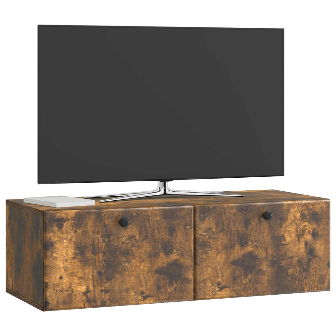 Væghængt TV-skab 98 x 41 x 30 cm Røget eg Konstrueret træ