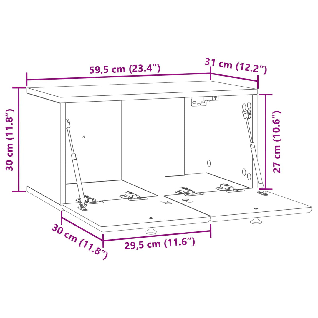 Væghængt TV-skab 59,5 x 31 x 30 cm Sonoma-eg Konstrueret træ