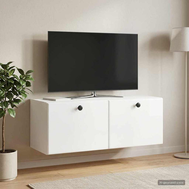 Væghængt TV-skab 78,5 x 31 x 30 cm Hvid højglans