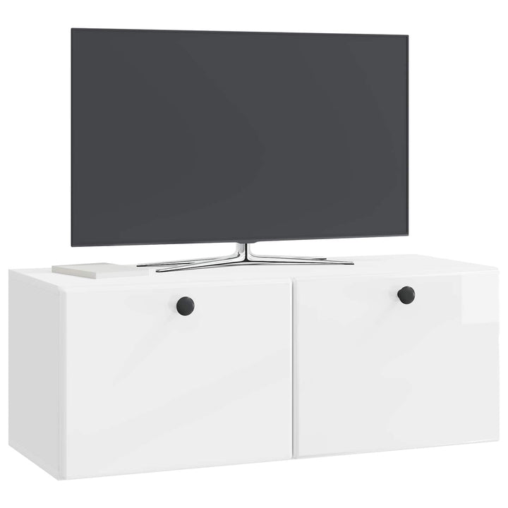 Væghængt TV-skab 78,5 x 31 x 30 cm Hvid højglans