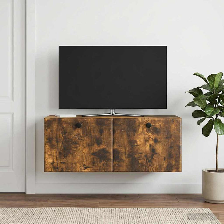 Væghængt TV-skab 78,5 x 31 x 30 cm Røget eg Konstrueret træ