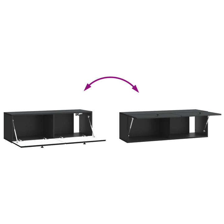 Væghængt TV-skab 98 x 31 x 30 cm Sort Konstrueret træ