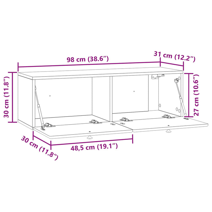 Væghængt TV-skab 98 x 31 x 30 cm Sonoma-eg Konstrueret træ