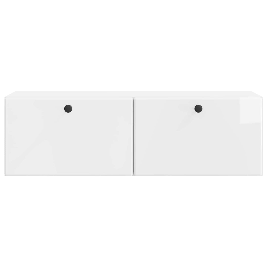 Væghængt TV-skab 98 x 31 x 30 cm Hvid højglans Konstrueret træ