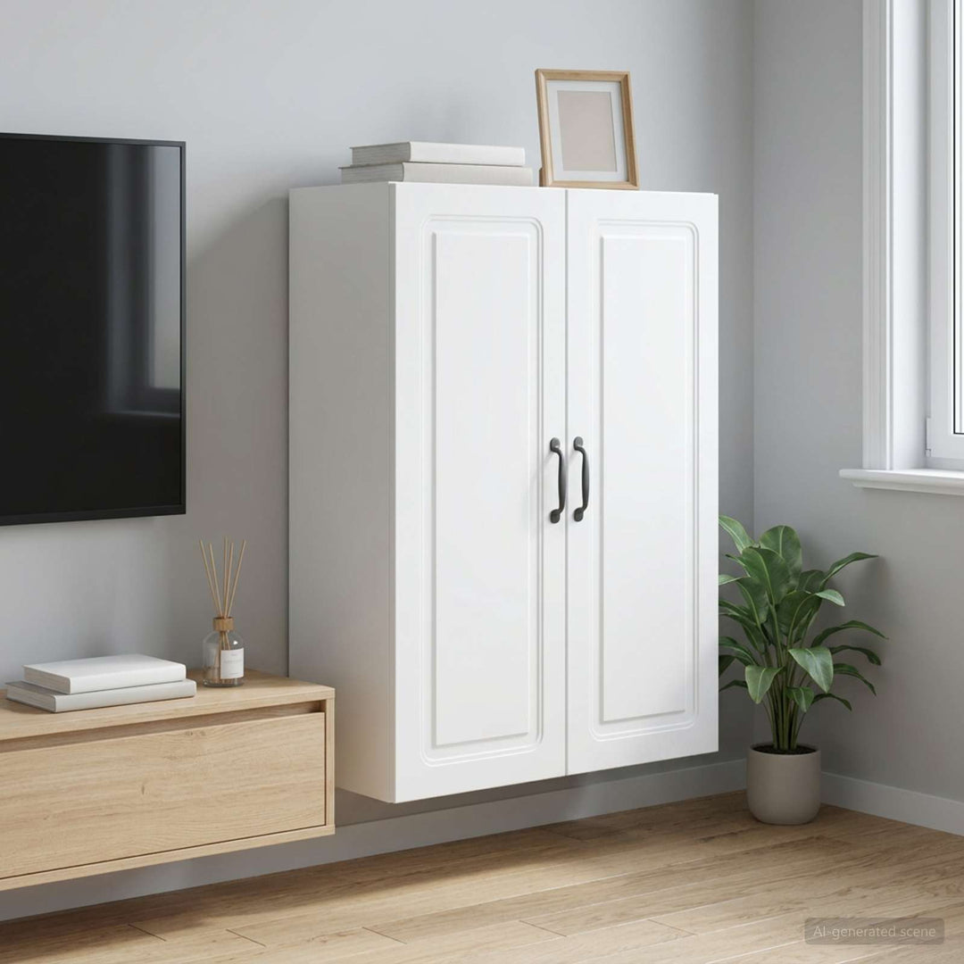 Vægmonteret skab 66 x 34,5 x 90 cm Konstrueret træ Hvid