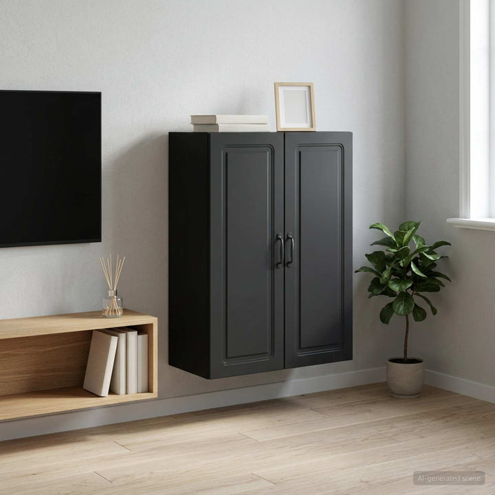 Vægmonteret skab 66 x 34,5 x 90 cm Konstrueret træ Sort