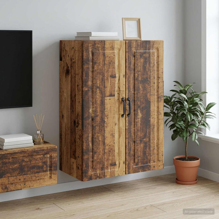 Vægmonteret skab 66 x 34,5 x 90 cm Konstrueret træ Gammelt træ