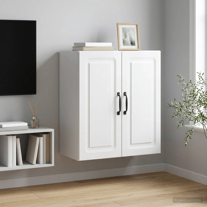Vægmonteret skab 59 x 31 x 60 cm Konstrueret træ Hvid højglans