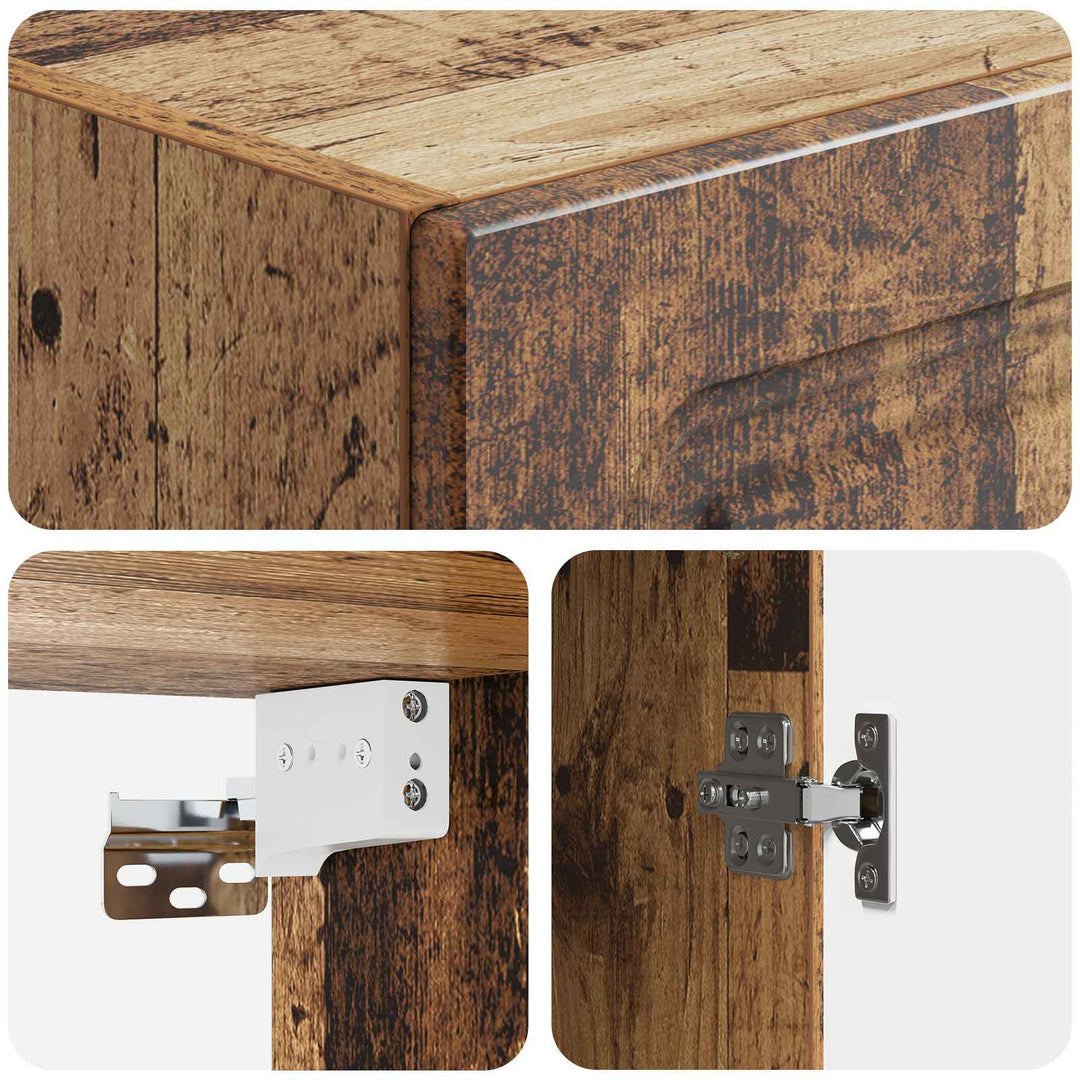 Vægmonteret skab Gammelt træ 33 x 34,5 x 90 cm Konstrueret træ