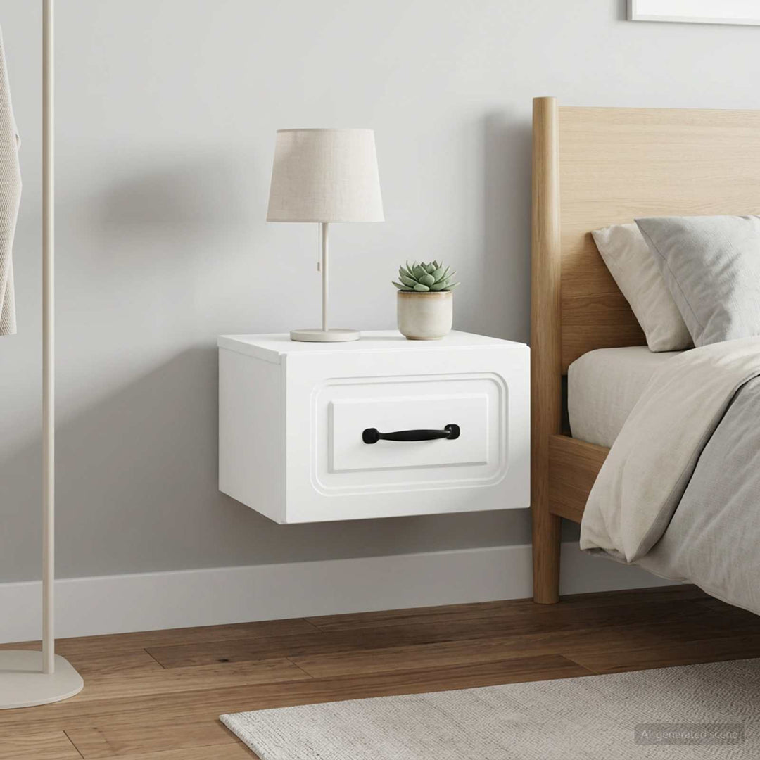 Væghængt Natbord 2 pcs Hvid 34,5 x 33 x 20 cm Konstrueret træ