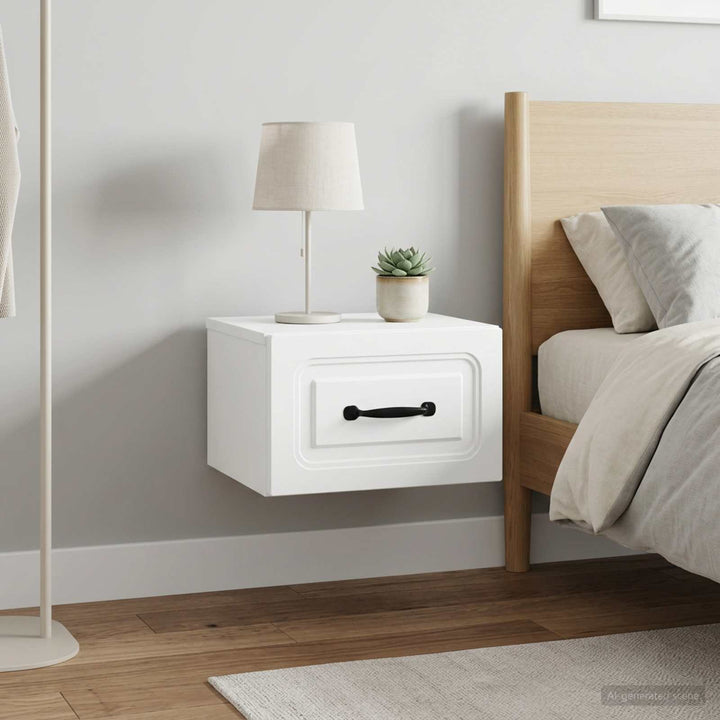 Væghængt Natbord 2 pcs Hvid 34,5 x 33 x 20 cm Konstrueret træ