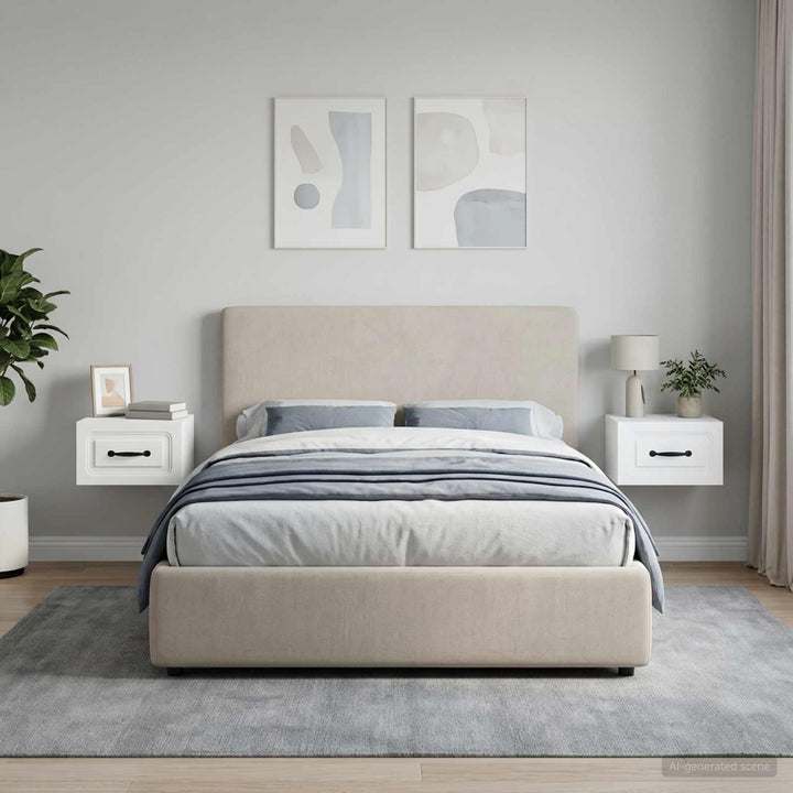 Væghængt Natbord 2 pcs Hvid 34,5 x 33 x 20 cm Konstrueret træ