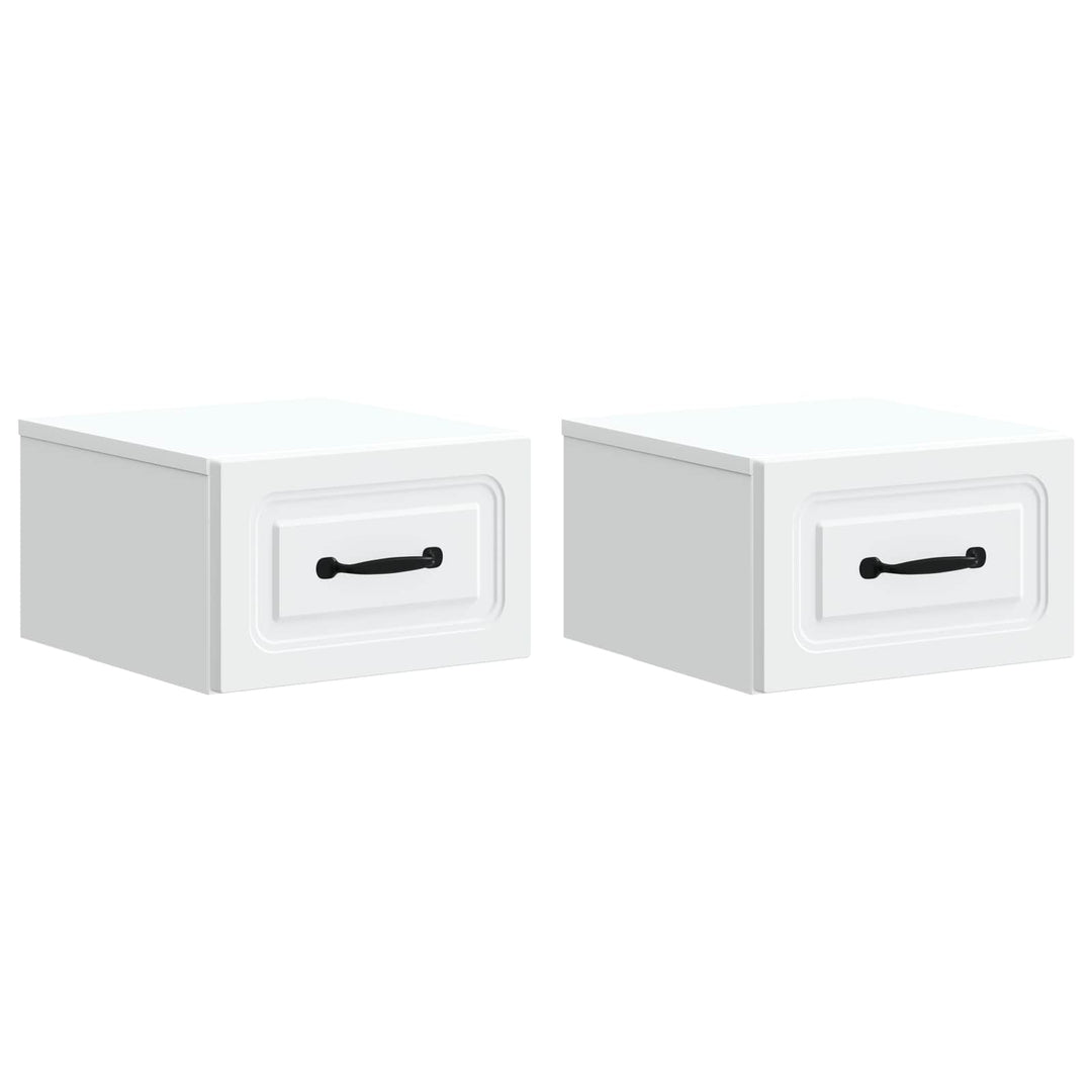 Væghængt Natbord 2 pcs Hvid 34,5 x 33 x 20 cm Konstrueret træ