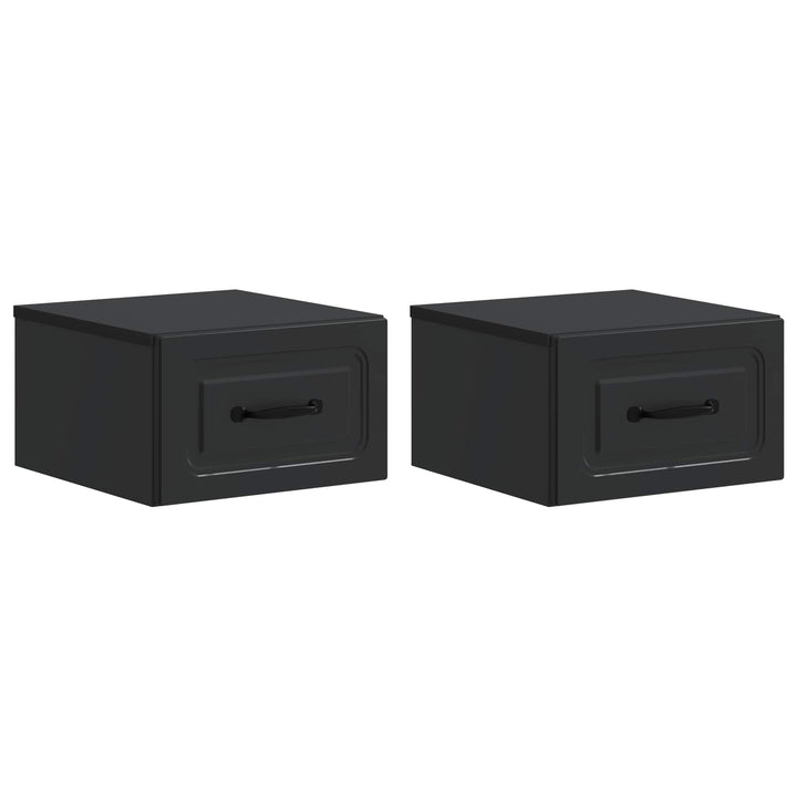 Væghængt Natbord 2 pcs Sort 34,5 x 33 x 20 cm Konstrueret træ