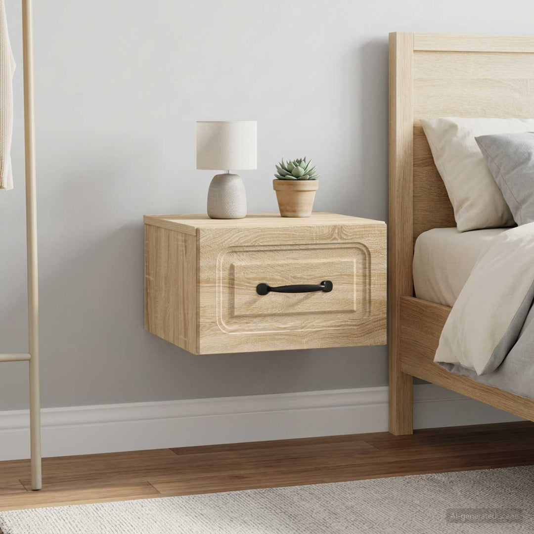 Væghængt Natbord med skuffe 2 pcs Sonoma-eg 34,5 x 33 x 20 cm