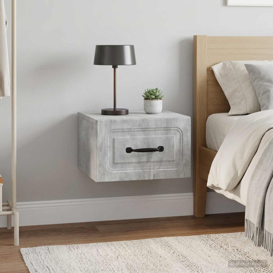 Væghængt Natbord med skuffe 2 pcs Betongrå 34,5 x 33 x 20 cm