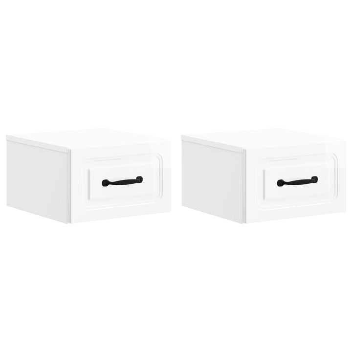 Væghængt Natbord 2 pcs Hvid højglans 34,5 x 33 x 20 cm